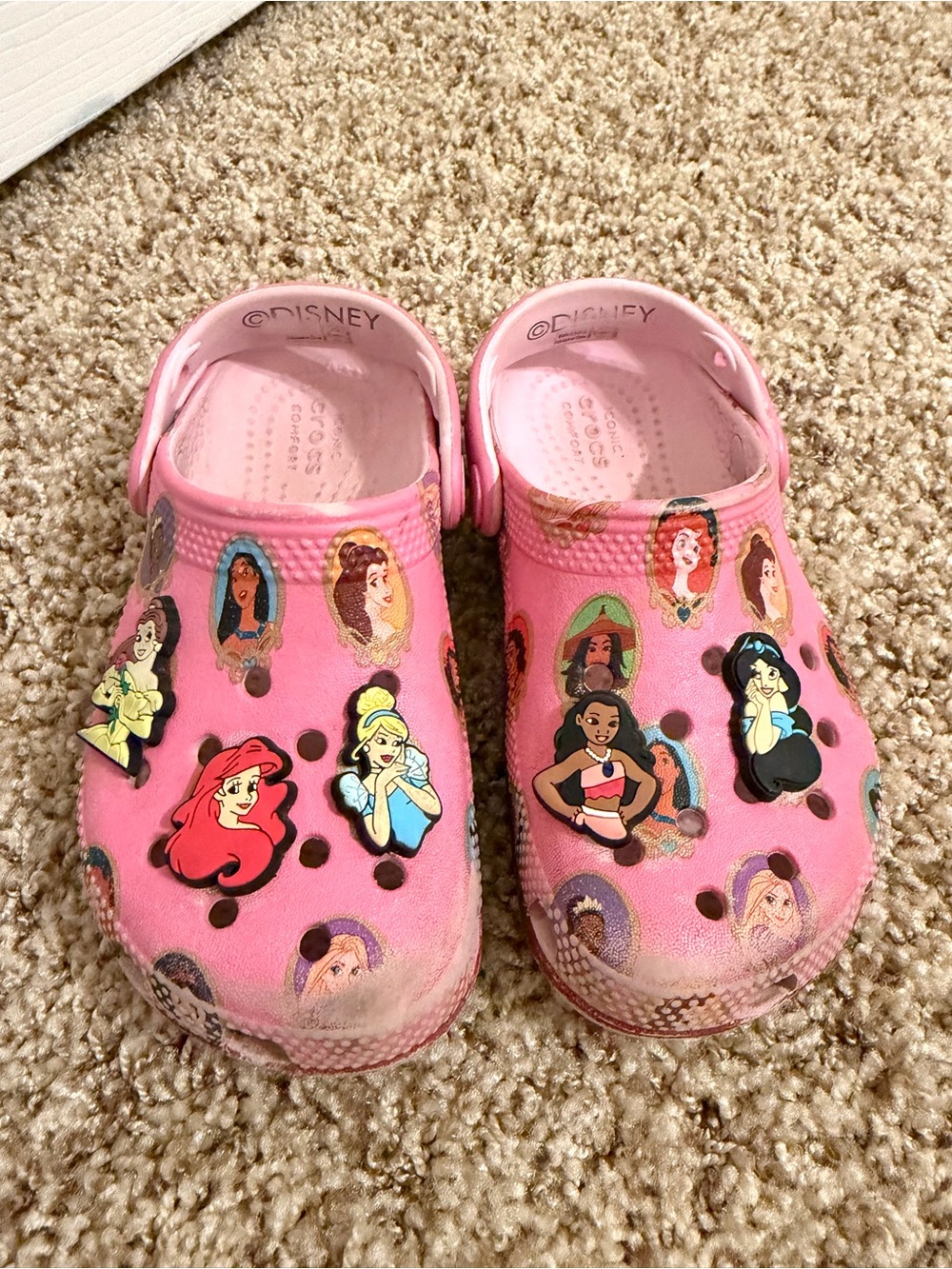 Disney Pink Kids' Princess Crocs with Charms Size C11